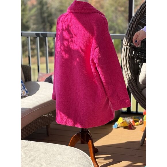 Daily Ritual Womens Teddy Bear Fleece Coat XXL Magenta Pink NWT - Picture 4 of 5